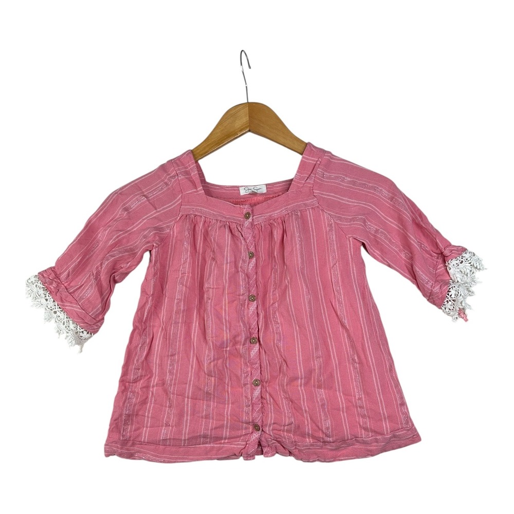 Jessica Simpson Striped Long Sleeve Blouse size 6X Pink/White